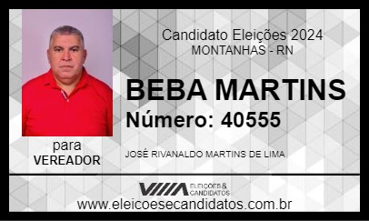 Candidato BEBA MARTINS 2024 - MONTANHAS - Eleições