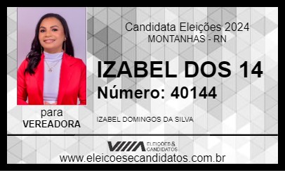 Candidato IZABEL DOS 14 2024 - MONTANHAS - Eleições