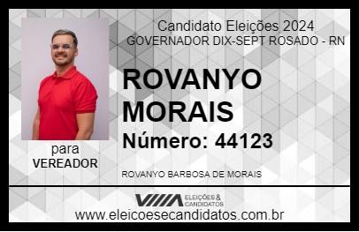 Candidato ROVANYO MORAIS 2024 - GOVERNADOR DIX-SEPT ROSADO - Eleições