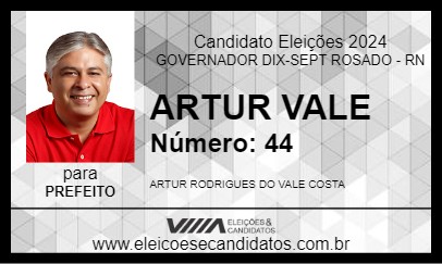 Candidato ARTUR VALE 2024 - GOVERNADOR DIX-SEPT ROSADO - Eleições