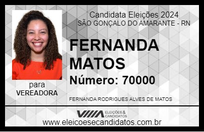 Candidato FERNANDA MATOS 2024 - SÃO GONÇALO DO AMARANTE - Eleições