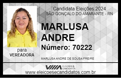 Candidato MARLUSA ANDRE 2024 - SÃO GONÇALO DO AMARANTE - Eleições