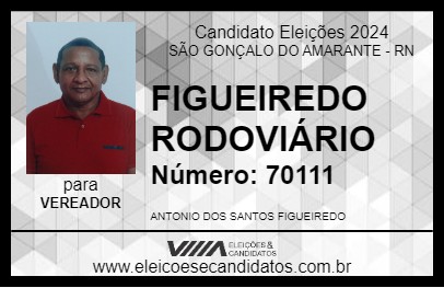 Candidato FIGUEIREDO RODOVIÁRIO 2024 - SÃO GONÇALO DO AMARANTE - Eleições