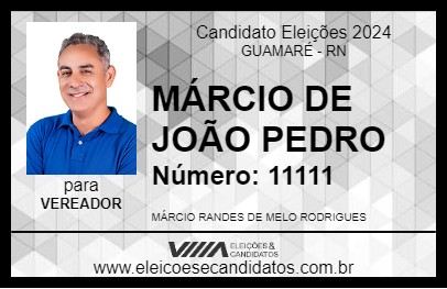 Candidato MÁRCIO DE JOÃO PEDRO 2024 - GUAMARÉ - Eleições