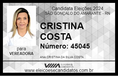 Candidato CRISTINA COSTA 2024 - SÃO GONÇALO DO AMARANTE - Eleições