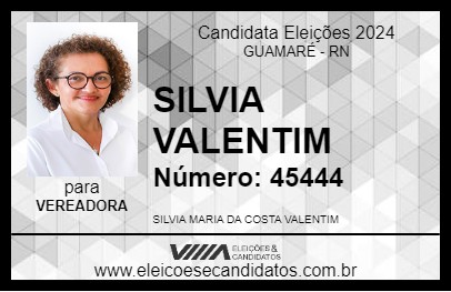 Candidato SILVIA VALENTIM 2024 - GUAMARÉ - Eleições