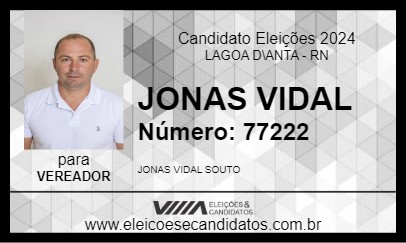 Candidato JONAS VIDAL 2024 - LAGOA D\ANTA - Eleições