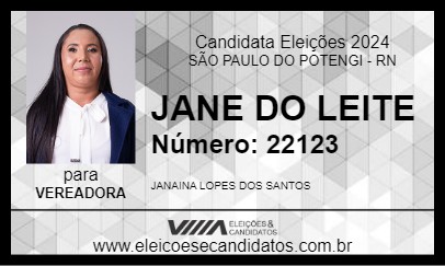 Candidato JANE DO LEITE 2024 - SÃO PAULO DO POTENGI - Eleições