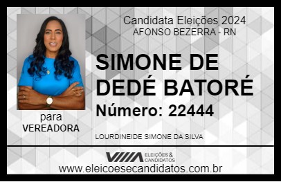 Candidato SIMONE DE DEDÉ BATORÉ 2024 - AFONSO BEZERRA - Eleições