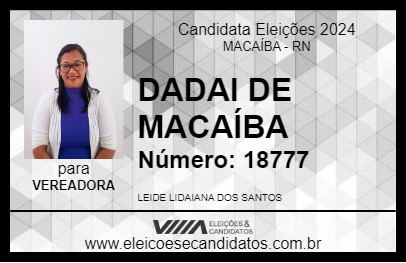 Candidato DADAI DE MACAÍBA 2024 - MACAÍBA - Eleições