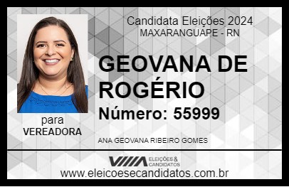 Candidato GEOVANA DE ROGÉRIO 2024 - MAXARANGUAPE - Eleições