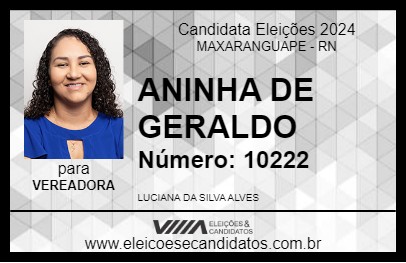 Candidato ANINHA DE GERALDO 2024 - MAXARANGUAPE - Eleições