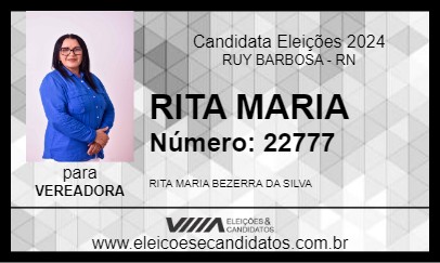 Candidato RITA MARIA 2024 - RUY BARBOSA - Eleições