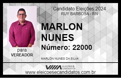 Candidato MARLON NUNES 2024 - RUY BARBOSA - Eleições