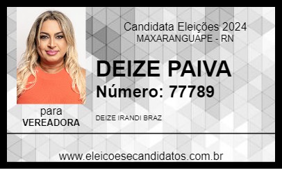 Candidato DEIZE PAIVA 2024 - MAXARANGUAPE - Eleições