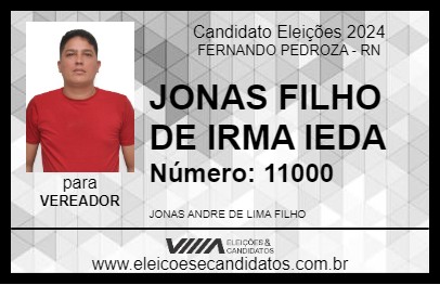 Candidato JONAS FILHO DE IRMA IEDA 2024 - FERNANDO PEDROZA - Eleições