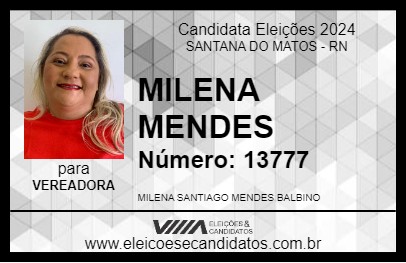 Candidato MILENA MENDES 2024 - SANTANA DO MATOS - Eleições