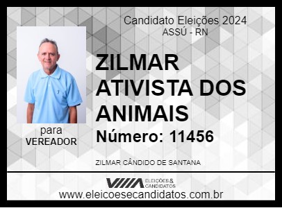 Candidato ZILMAR ATIVISTA DOS ANIMAIS 2024 - ASSÚ - Eleições