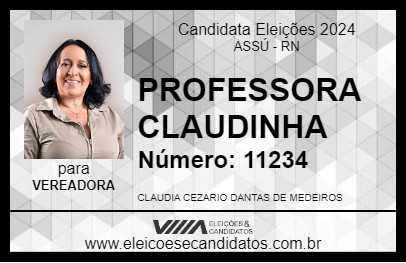 Candidato PROFESSORA CLAUDINHA 2024 - ASSÚ - Eleições