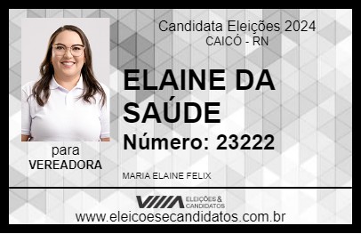 Candidato ELAINE DA SAÚDE 2024 - CAICÓ - Eleições