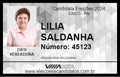 Candidato LILIA SALDANHA 2024 - CAICÓ - Eleições