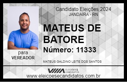 Candidato MATEUS DE BATORE 2024 - JANDAÍRA - Eleições