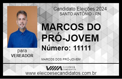 Candidato MARCOS DO PRÓ-JOVEM 2024 - SANTO ANTÔNIO - Eleições