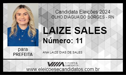 Candidato LAIZE SALES 2024 - OLHO D\ÁGUA DO BORGES - Eleições