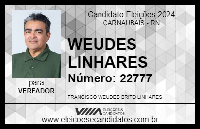 Candidato WEUDES LINHARES 2024 - CARNAUBAIS - Eleições