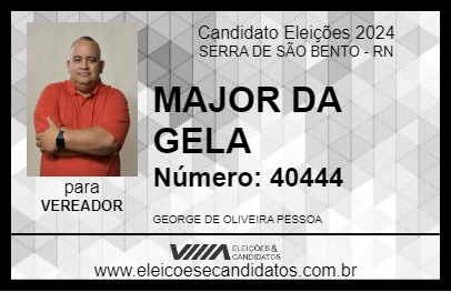 Candidato MAJOR DA GELA 2024 - SERRA DE SÃO BENTO - Eleições