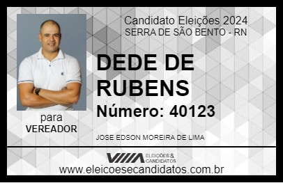 Candidato DEDE DE RUBENS 2024 - SERRA DE SÃO BENTO - Eleições