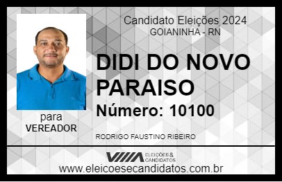 Candidato DIDI DO NOVO PARAISO 2024 - GOIANINHA - Eleições