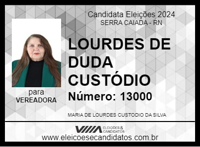 Candidato LOURDES DE DUDA CUSTÓDIO 2024 - SERRA CAIADA - Eleições