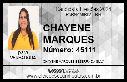 Candidato CHAYENE MARQUES 2024 - PARNAMIRIM - Eleições