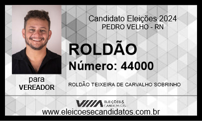 Candidato ROLDÃO 2024 - PEDRO VELHO - Eleições