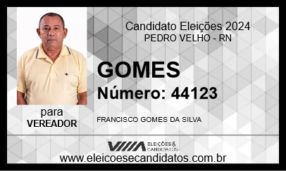 Candidato GOMES 2024 - PEDRO VELHO - Eleições