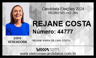 Candidato REJANE COSTA 2024 - PEDRO VELHO - Eleições