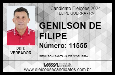 Candidato GENILSON DE FILIPE 2024 - FELIPE GUERRA - Eleições