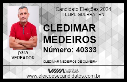 Candidato CLEDIMAR MEDEIROS 2024 - FELIPE GUERRA - Eleições