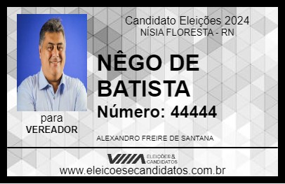 Candidato NÊGO DE BATISTA 2024 - NÍSIA FLORESTA - Eleições