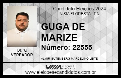 Candidato GUGA DE MARIZE 2024 - NÍSIA FLORESTA - Eleições