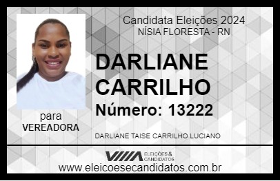 Candidato DARLIANE CARRILHO 2024 - NÍSIA FLORESTA - Eleições