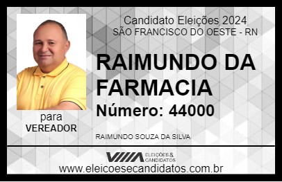 Candidato RAIMUNDO DA FARMACIA 2024 - SÃO FRANCISCO DO OESTE - Eleições