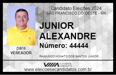 Candidato JUNIOR ALEXANDRE 2024 - SÃO FRANCISCO DO OESTE - Eleições