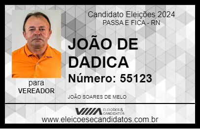 Candidato JOÃO DE DADICA 2024 - PASSA E FICA - Eleições