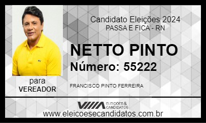 Candidato NETTO PINTO 2024 - PASSA E FICA - Eleições