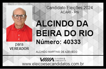 Candidato ALCINDO DA BEIRA DO RIO 2024 - ACARI - Eleições