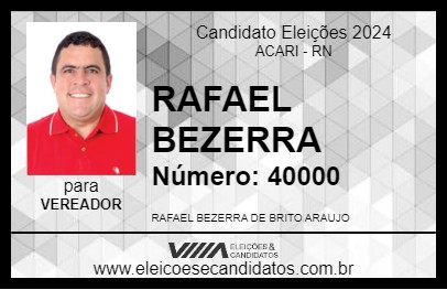 Candidato RAFAEL BEZERRA 2024 - ACARI - Eleições