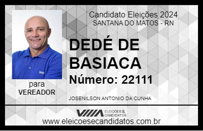 Candidato DEDÉ DE BASIACA 2024 - SANTANA DO MATOS - Eleições