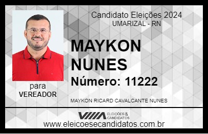 Candidato MAYKON NUNES 2024 - UMARIZAL - Eleições